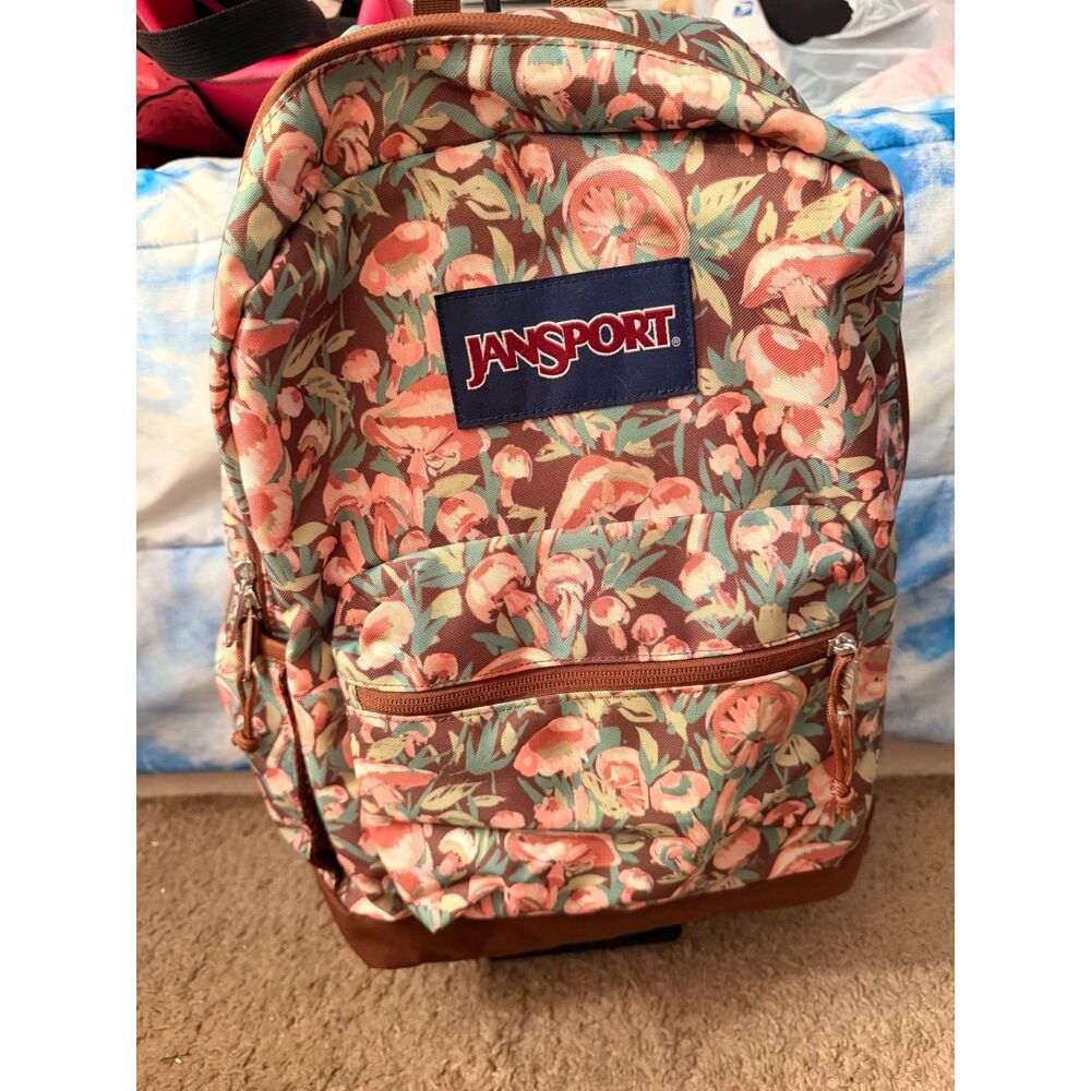 Jansport Unisex Cross Town Backpack Painterly Mushrooms